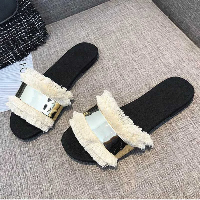 

HEE GRAND 2019 New Summer Fashion Outdoor Non-Slip Women Slippers Casual Flock Low Wedges Ladies Slippers Size 35-40 XWT1539