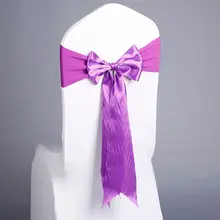 Эластичные ярких цветов атласные шелковые ткани стул задняя крышка лук пояса полосы лента свадьба банкетный украшение