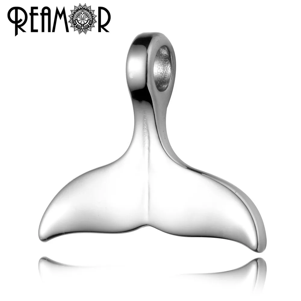 

REAMOR 316L Stainless steel Fishtail Connectors Charms For Leather Bracelet & Necklace Pendant Jewelry Making DIY Accessories