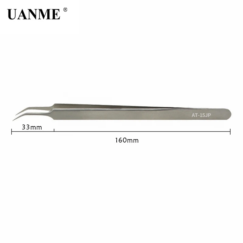 UANME Ultra Precision Tweezers Swiss Technology Stainless Steel Curved FlywireTweezers Pliers with Fine Tip Supper Sharp Needle