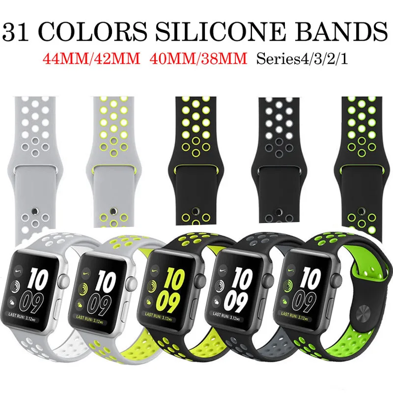 

Sport silicone strap band for apple watch series 4/3/2/1 42mm 38mm rubber wrist bracelet adapter for iwatch bands 40mm 44mm