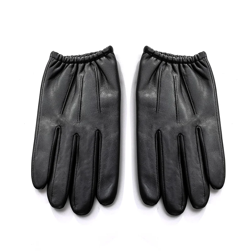 Genuine Leather Men Gloves Autumn Winter Plus Velvet Fashion Trend Elegant Male Leather Glove For Driving NM792B-9