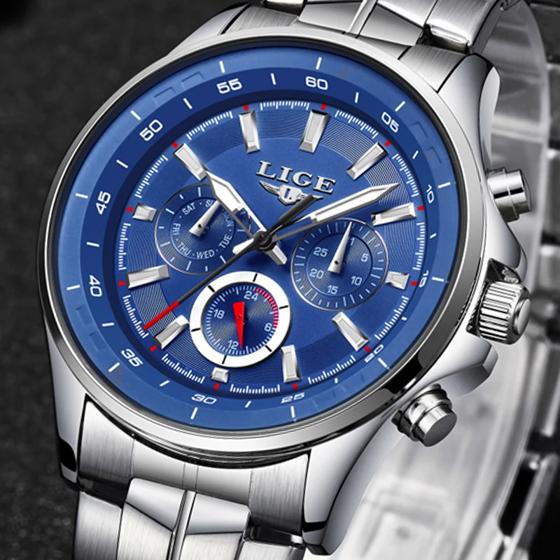 LIGE Watch Men Business Waterproof Clock Mens Watches Top Brand Luxury Fashion Casual Sport Quartz Wristwatch Relogio Masculino kashidun relogio masculino mens watches top brand luxury fashion business quartz watch men sport steel waterproof wristwatch