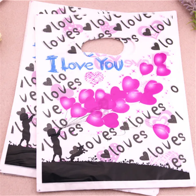 Nagykereskedelem 100Db/Tétel 20*25 Cm Szép Ajándékcsomagolás Ballon Esküvői Szívességgel És Ajándékokkal Ruházat Műanyag Ajándékzsák - Image 5