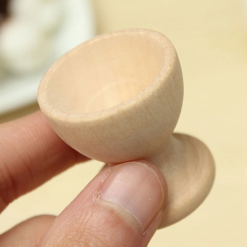 12Pcs Wooden Egg Rack Home Kitchen Eggs Holding Cup Desktop Refrigerator Egg Tray Container Timber Storage Rack