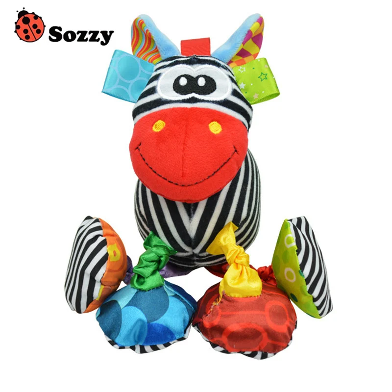 Sozzy Baby мягкая игрушка-погремушка, милые животные, мультяшная фигурка для 0-12 месяцев, развивающие колокольчики, звенящие, ручные игрушки, подарок
