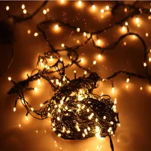EU Plug LED Light String 4M 100 Leds Christmas Decoration Lights Warm White Rice Bulbs Hotel Holiday Decoration Lights Christmas