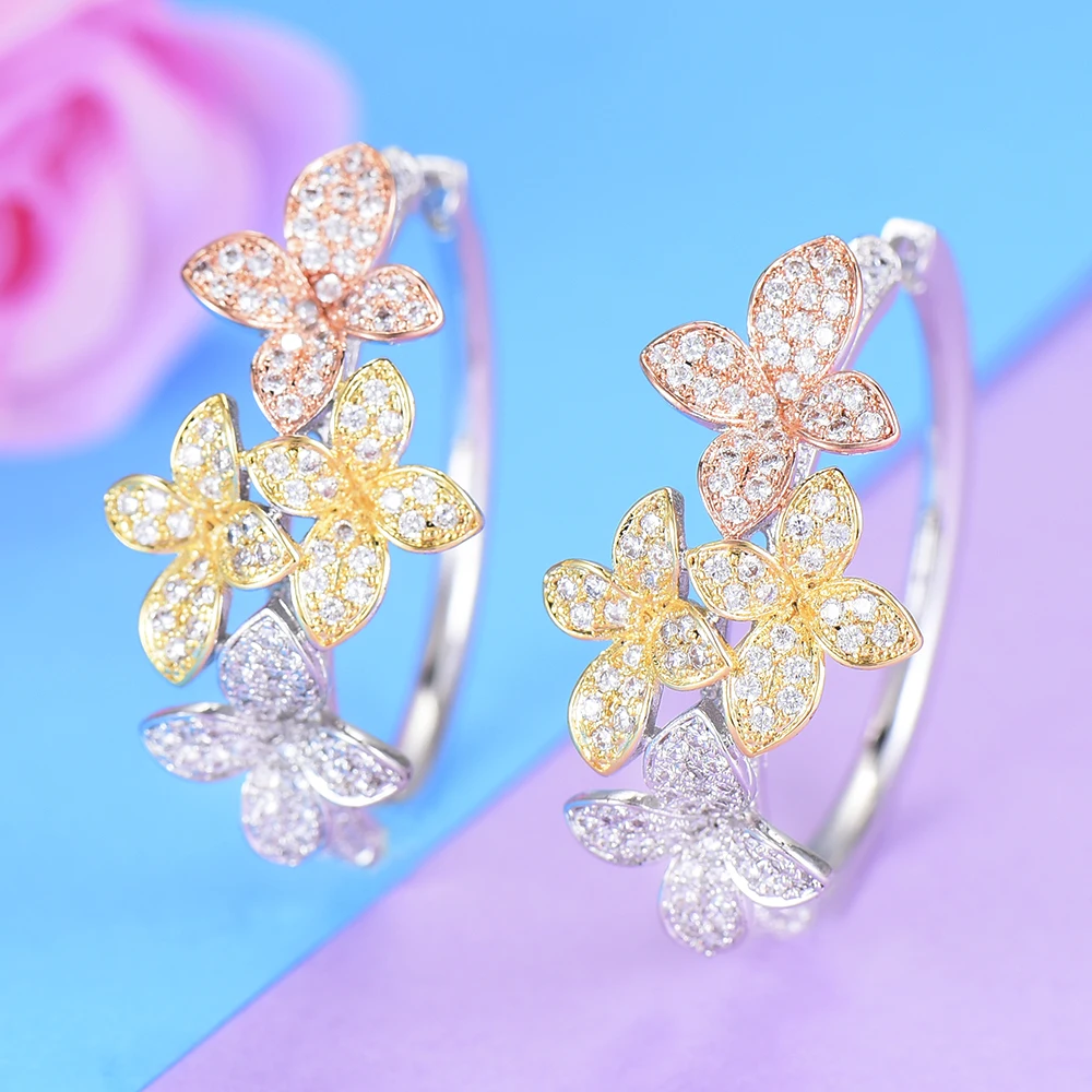 

GODKI Luxury Flower AAA Cubic Zircon Statement Big Hoop Earrings For Women Wedding DUBAI Bridal Round Circle Hoop Earrings 2018
