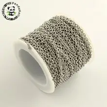 3x2x0.5mm; sobre 10 m/roll 304 Cruz de Acero Inoxidable Cadenas de Pulsera Collar la Fabricación de joyas, sin soldar, Color de Acero inoxidable