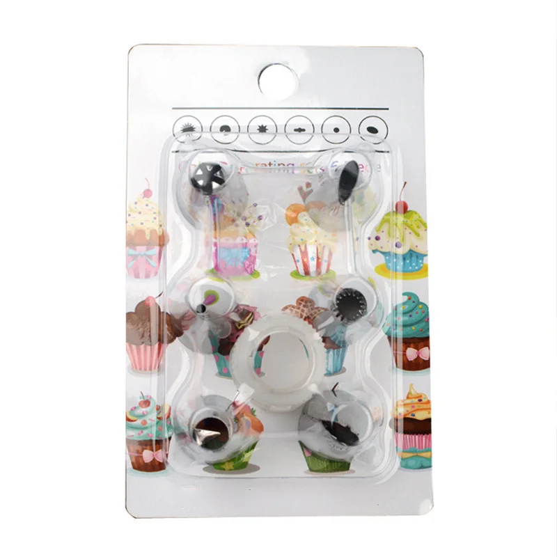 1 set Pipe icing nozzle nozzle set Silver dessert decoration set Small and easy to clean Baking accessories