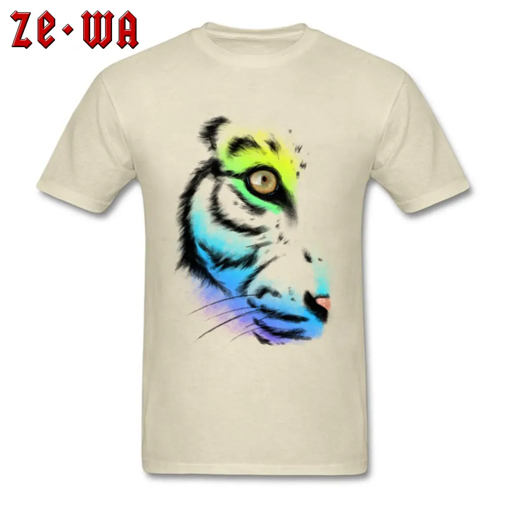 The eye of the tiger Graphic Men T Shirts Round Neck Short Sleeve 100% Cotton Tops & Tees Summer Top T-shirts Top Quality The eye of the tiger beige
