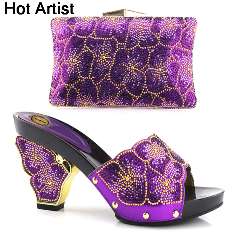 

Hot Artist Newest Italian Design Pretty Shoes And Bags Set African Woman High Heels Shoes And Bag Set For Party Size 37-43 YH-11