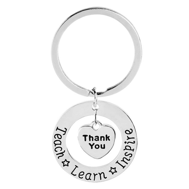 

1pc Keychain Thank You Teach Learn Inspire Keyring Key Ring Jewelry For Teachers Day Gift