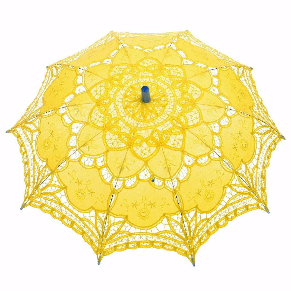 Бесплатная доставка кружево ручного открывания Свадебный зонтик невесты зонтик Аксессуары для зонтов для Свадебные душ зонтик 8