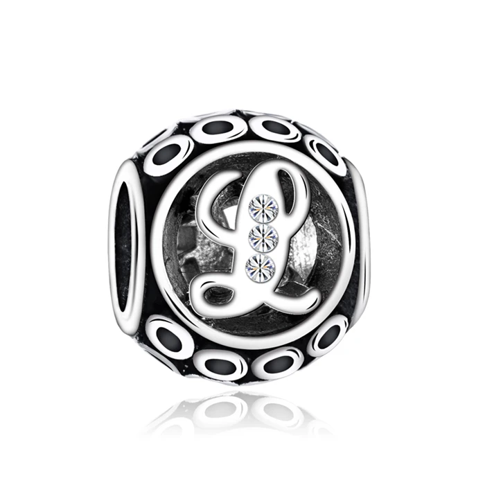 Btuamb Высокое качество Кристалл полый круглый письмо шарм для браслета Pandora браслеты ожерелья для женщин подарок на день рождения DIY ювелирные изделия - Цвет: Style 7