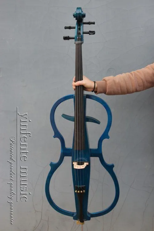 4/4 New Electric Cello Blue Color Solid Wood 1/8 Jack Send Cello Bow