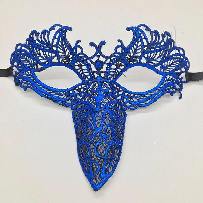 GNHYLL маски с птичьим клювом для мужчин и женщин, карнавальный костюм, аксессуары для костюмированной вечеринки, маски для глаз, маскарадные Сексуальные Кружевные маски унисекс - Цвет: Темно-синий