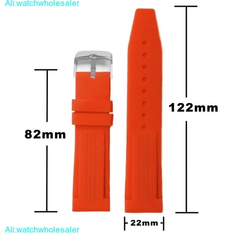 22mm Orange Color Silicone Jelly Rubber Ladies Watch Band Straps WB1075H22JB