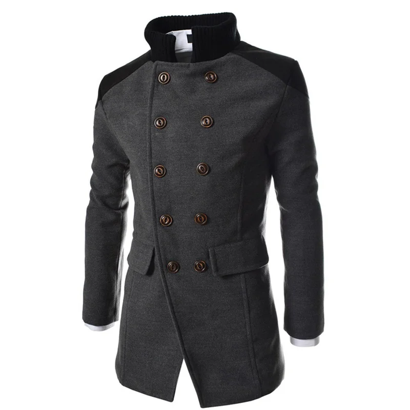 winter fashion long trench coat men good quality double breasted wool blend overcoat for men Pure color casual jacket size 3XL winter fashion long trench coat men good quality double breasted wool blend overcoat for men Pure color casual jacket size 3XL