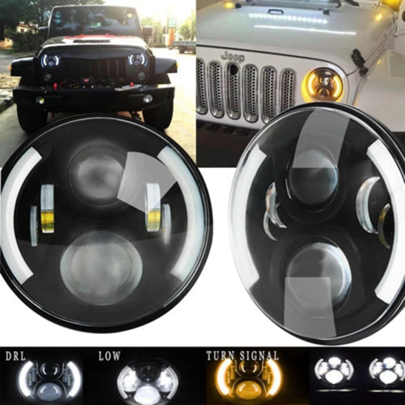 Halo Lights For Jeep Wrangler >> 7inch Round 50W Beam Driving Light Headlights Insert with DRL & Turn Signal & Halo Ring Angle ... Halo Lights For Jeep Wrangler >> 7inch Round 50W Beam Driving Light Headlights Insert with DRL & Turn Signal & Halo Ring Angle ...