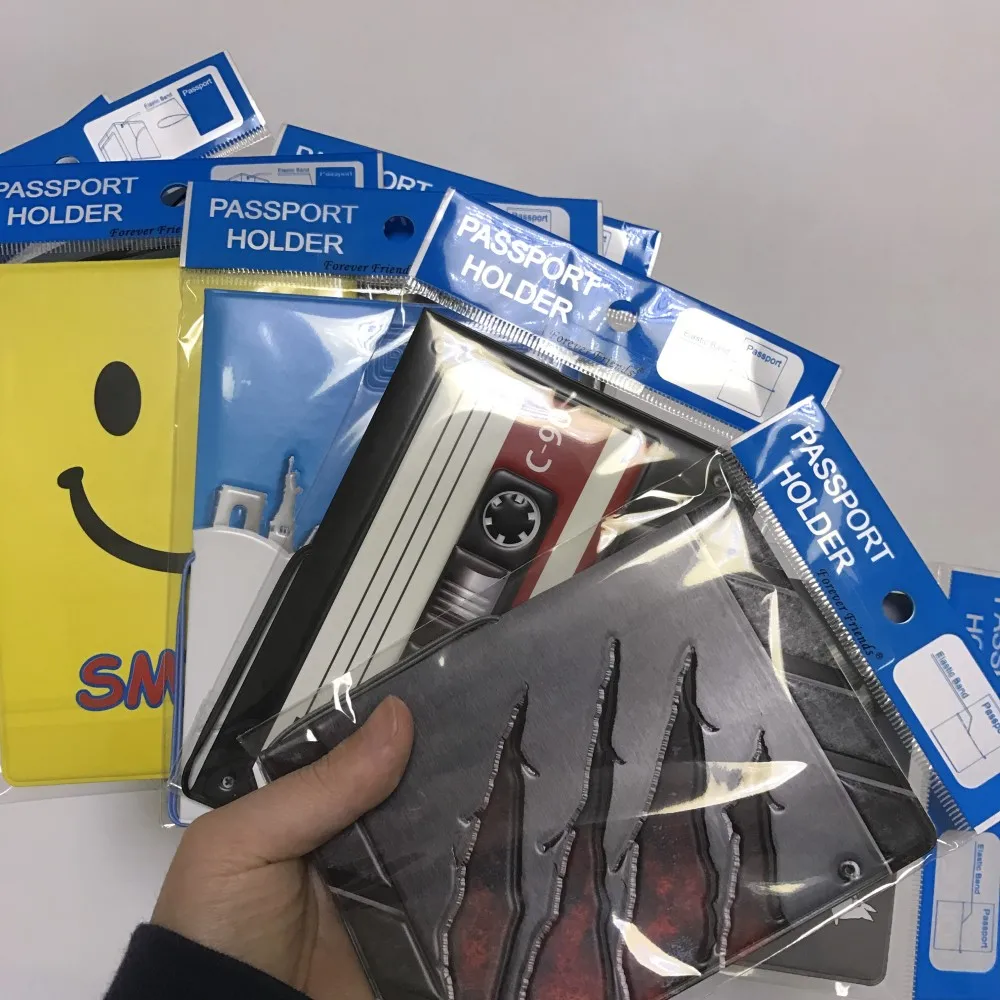 New cartoon passport holders men travel passport cover pvc leather 3D Design with 22 different styles for travel