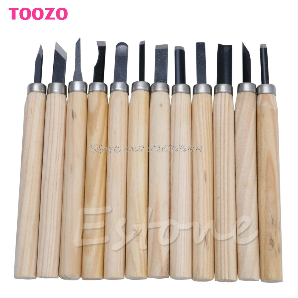 

12Pcs Professional Wood Carving Hand Chisel Knife Tool Set Woodworkers Gouges G08 Drop ship