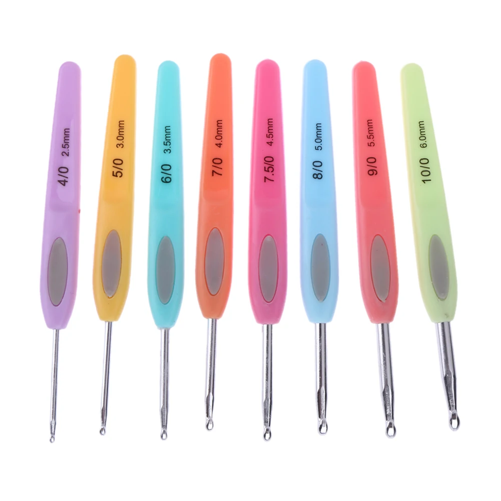 

1 Set Retro Colorful Plastic Handle Aluminum Crochet Hook Knitting Needles Sewing Tools 2.5 / 3.0 / 3.5 / 4.0 /4.5 /5.0mm