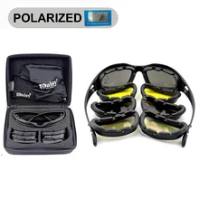 C5 Polarized Army Goggles, Military Sunglasses 4 Lens Kit, Men’s Desert Storm Tactical Glasses Sporting Polarized Glasses