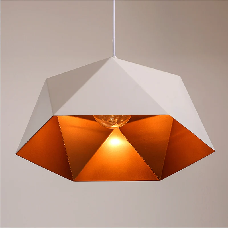 Современный подвесной светильник в скандинавском стиле из полигона и железа для кухни, гостиной, подвесного светильника E27, светодиодное освещение для дома