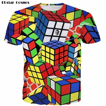 

PLstar Cosmos 2018 Novelty Summer fashion men's short sleeve Rubik's magic cube 3D print T-shirt New Arrival unisex Tops Tees