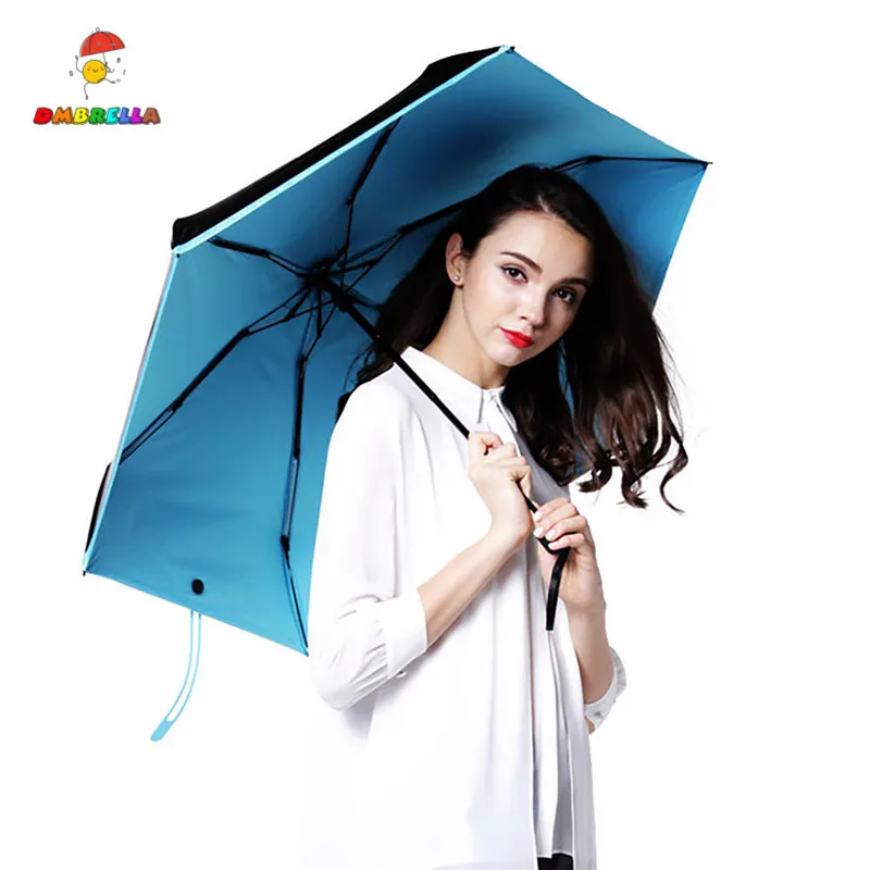 

DMBRELLA Blue Mini Umbrella Compact Five Folding Sun Rain Travel Parasol Super Light Portable Small Umbrella DM004