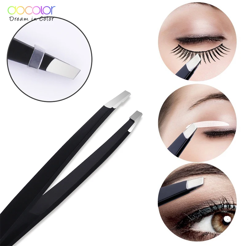 1PC Black Color Eyebrow Tweezer Hair Beauty Slanted Puller Stainless Steel Eye Brow Clips Makeup