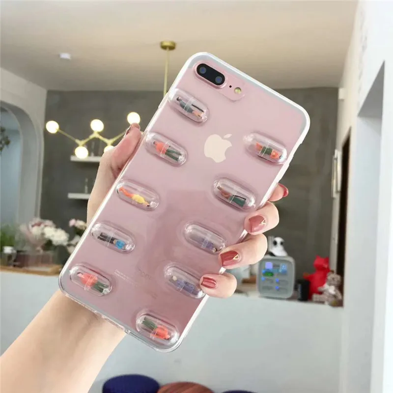 DIS чехол 3D симпатичная капсула таблетки человек чехол для телефона для iPhone XS XR XS Max X 8 7 6 6S Plus прозрачный мягкий ТПУ задняя крышка чехол s