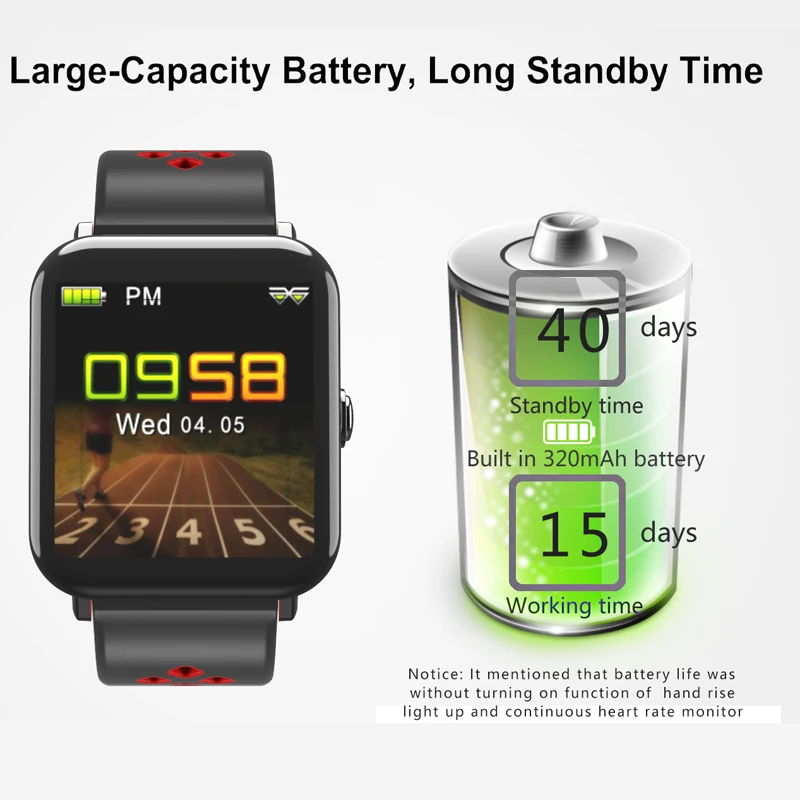 Color Screen Smart Watch Men Women Super Battery Life 320MAH Dynamic Heart Rate Monitoring Sports Fitness Tracker ForIOS android