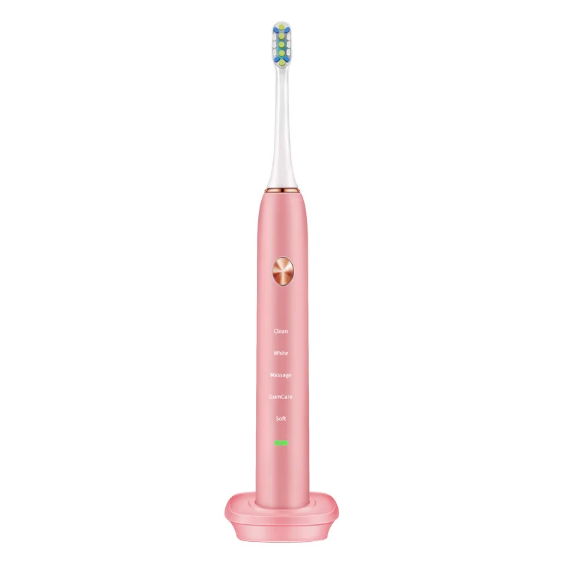 Функциональная Ультразвуковая электрическая зубная щетка для взрослых, удобная вибрация, мягкие волосы - Цвет: Pink