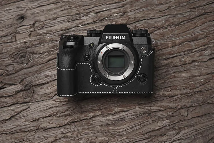 Mr. stone натуральная кожа чехол для камеры половина сумка для Fujifilm XH1 X-H1 ручной работы Половина корпуса камеры - Цвет: Black white line