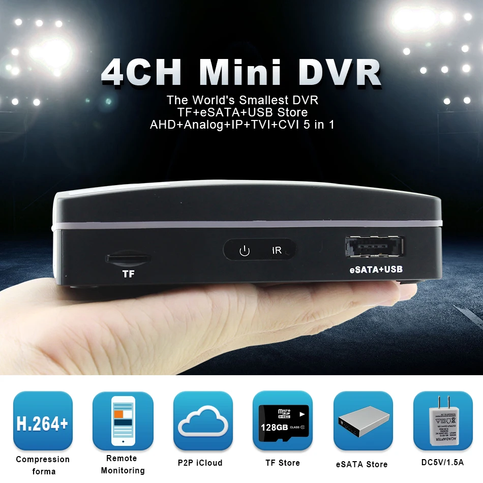 Smновейший мини 4CH CCTV DVR NVR AHD 1080N 5 в 1 Гибридный XVR для AHD аналоговый IP TVI CVI камера Поддержка eSATA/TF/USB сохранение резервного копирования