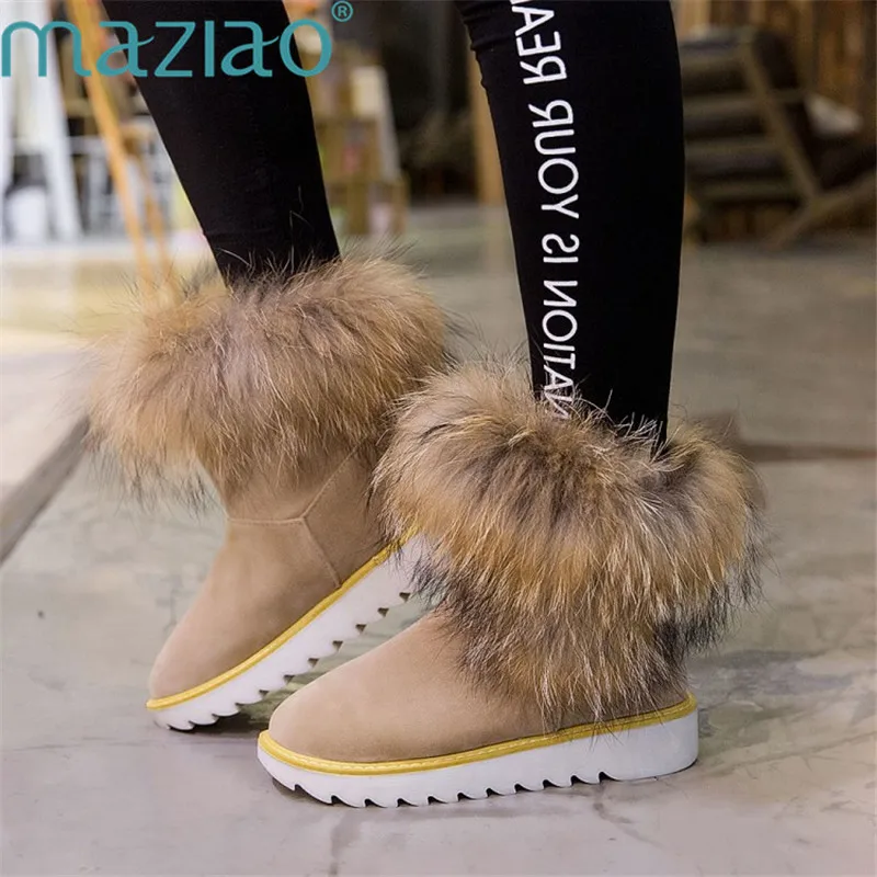 

Suede Snow Boots for Women Winter Warm Fur High Quality Ankle Boots Ladies Shoes Round Toe Fluffy Shoes MAZIAO