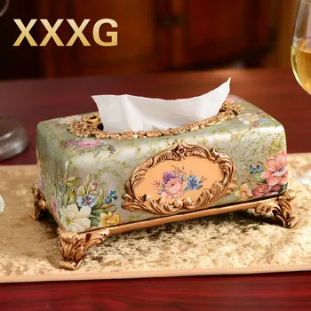 

XXXG//European luxury high-grade decoration crafts resin box Home Furnishing napkin box creative ornaments Lace resin