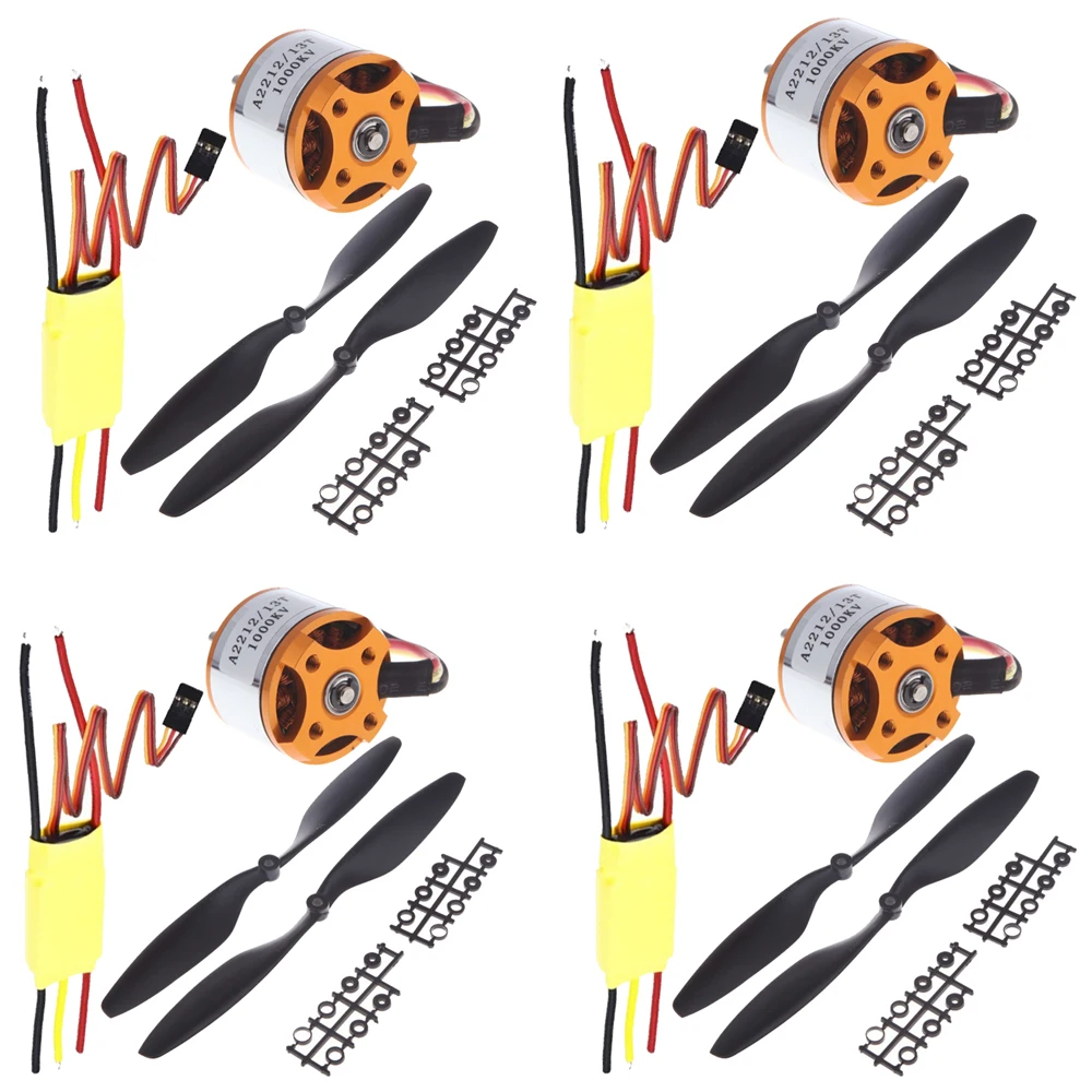 

4set/lot Universal RC Quadcopter Part Kit 1045 Propeller(1pair) + HP 30A Brushless ESC + A2212 1000KV Outrunner Brushless Motor