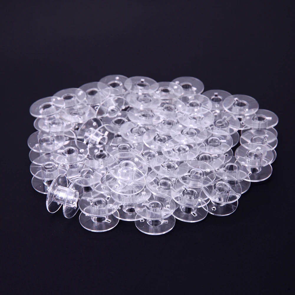 50Pcs Clear Empty Bobbins Plastic Spools for Sewing Machine Sewing