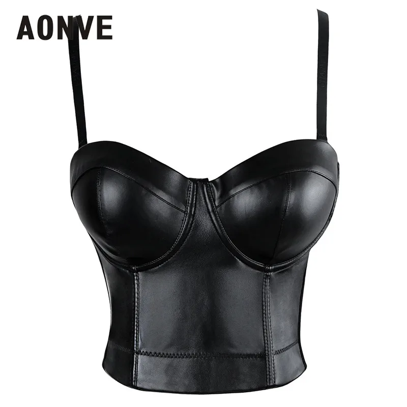 Prezzo AONVE Donne Steampunk Del Corsetto Del Reggiseno Magliette e camicette Cuoio DELL UNITÀ di ELABORAZIONE Bralette Push up Bra e pellicole per cofano per le Donne Della Vita Trainer Dimagrisce Biancheria Intima Top Corto