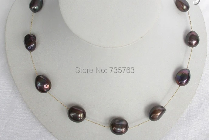 

xiuli 0015149 stunning big baroque black pearls necklace