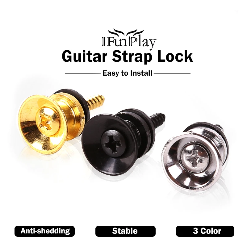 2Pcs Guitar Strap Lock Locking Pegs Pins Metal End Strap Button for