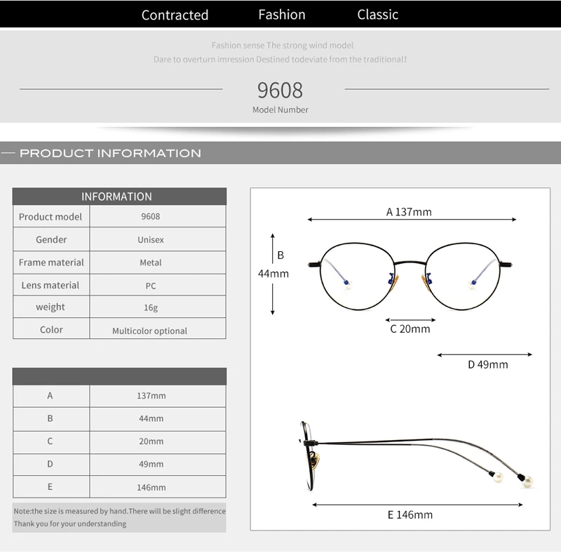 Модные круглые очки оправа женские Lunette Femme винтажные металлические оправа с прозрачными линзами оптические очки женские 9608