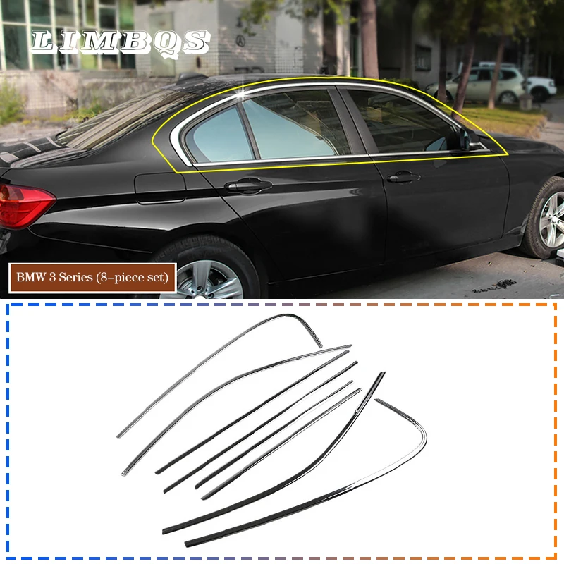 

Stainless steel Window Trim For E90 E92 BMW 3 series 2005-2013 8pcs Car window BC column stickers Car Styling Original designed