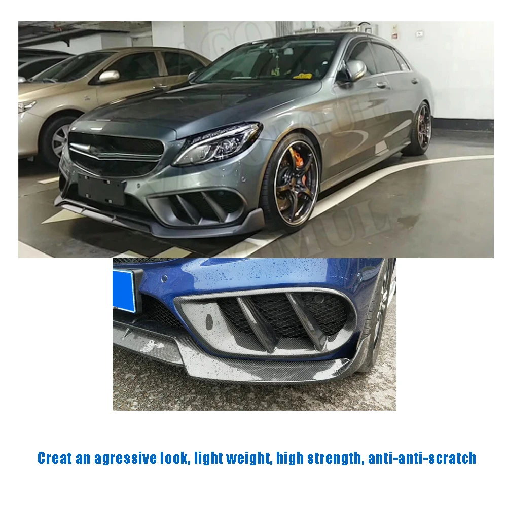 W205 Exterior de fibra de carbono parachoques delantero de salida de aire cubierta de rejilla para Mercedes Benz C43 AMG C180 C200 Sport 2015-2019 W205 Exterior de fibra de carbono parachoques delantero de salida de aire cubierta de rejilla para Mercedes Benz C43 AMG C180 C200 Sport 2015-2019