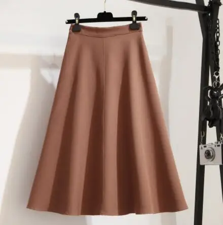 SEDUTMO Осенняя юбка-пачка, Женская миди-юбка с высокой талией, плиссированная Весенняя черная винтажная теплая Сексуальная Повседневная юбка ED531 - Цвет: Хаки