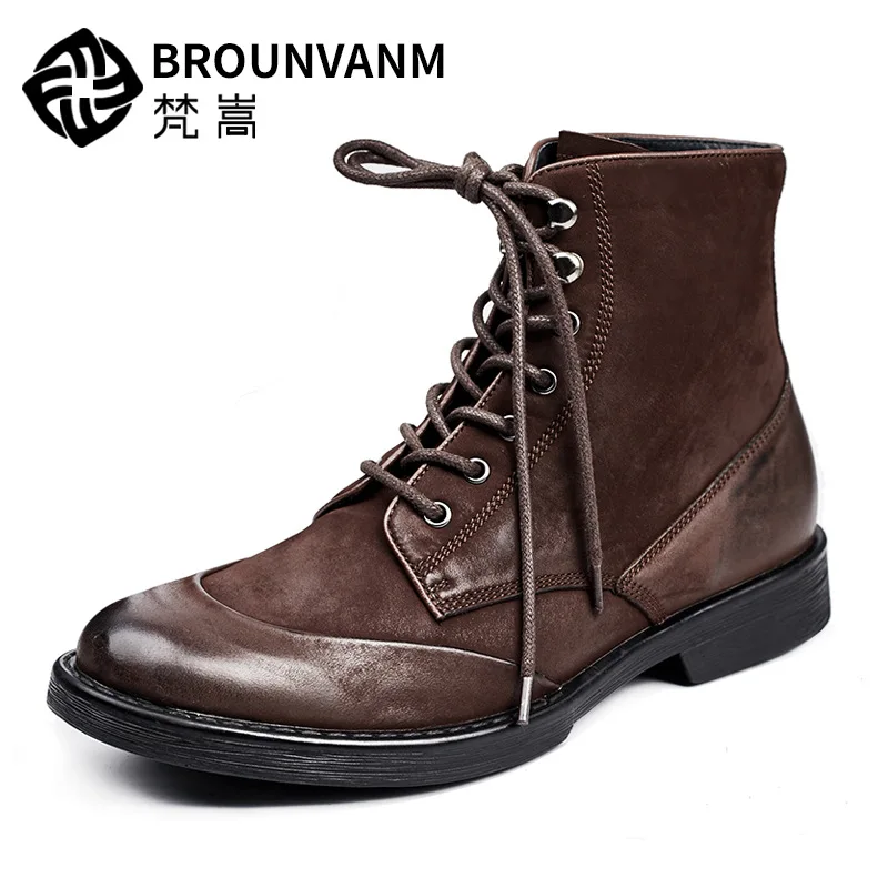 

Riding boots male high top shoes mens leisure boots man all-match cowhide autumn winter British retro cowboy boots autumn winter