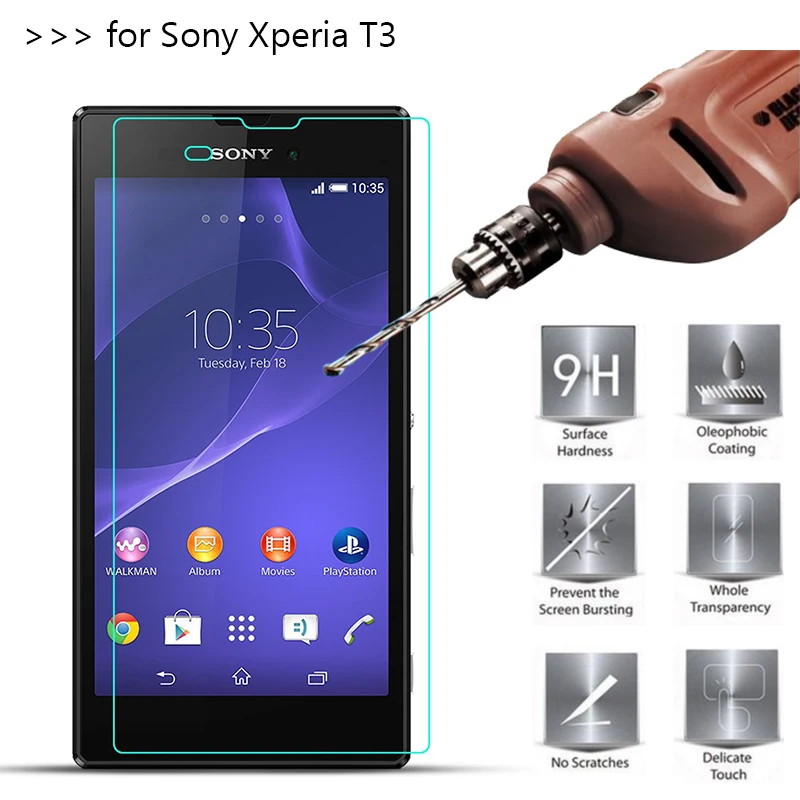

2Pcs 9H Premium Tempered Glass For Sony Xperia T3 D5103 2.5D 0.3mm Screen Protector Toughened protective film For Sony T3 Glass